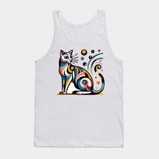 Pop art cat illustration. cubism cat illustration Tank Top